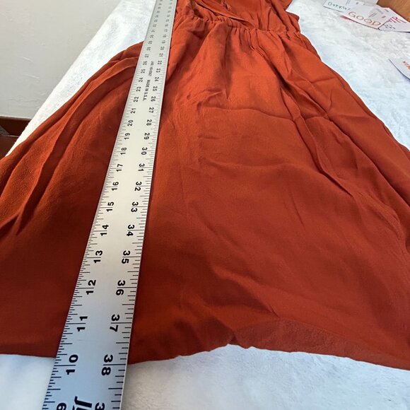 Anthropologie Maeve Womens Noronha Wrap Midi Dress XL Orange Cap Sleeve Belted - Picture 10 of 11